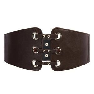 NEW 𝅺WOMEN'S PU Leather Belt Rivets Brown